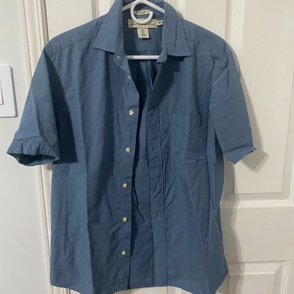 Denim Short Sleeve Button Down Overshirt - Picture 1 of 3